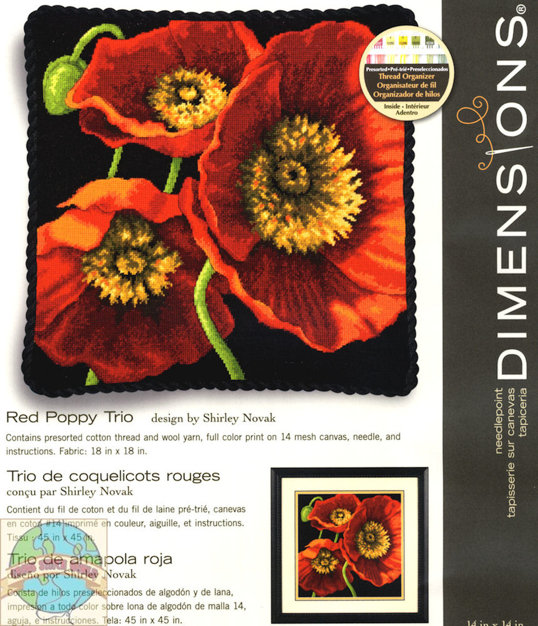 Dimensions - Red Poppy Trio - CrossStitchWorld