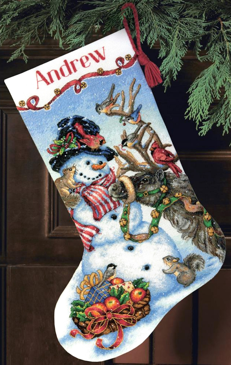 Dimensions Counted Cross Stitch, Gold Collection Snowman Gathering Stocking