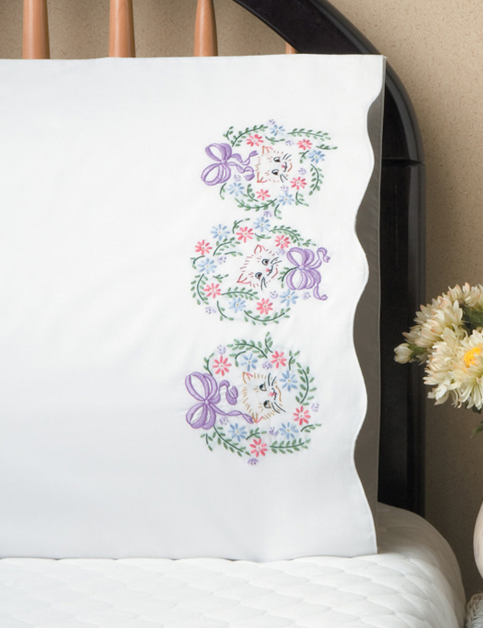 Design Works - Flower Cats Pillowcases (2)