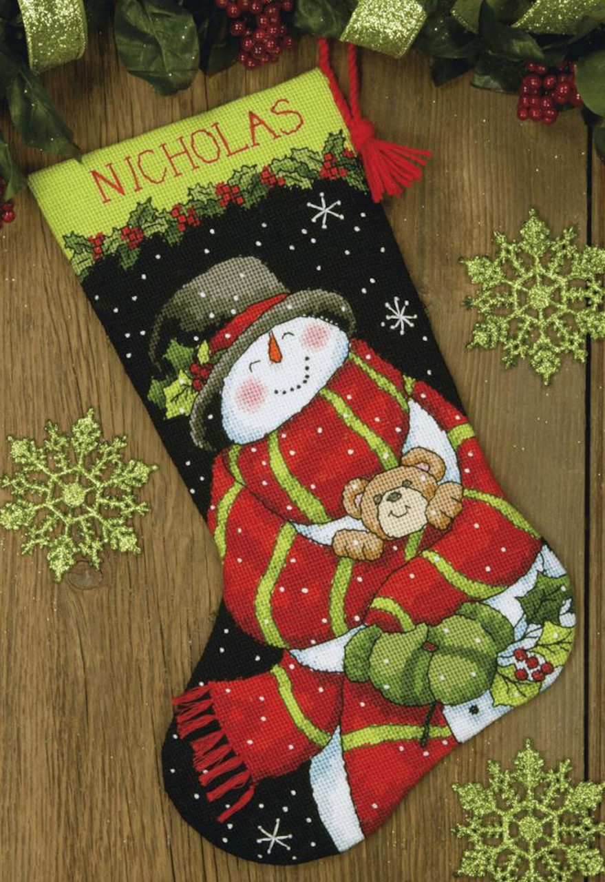 Download 16 Printed 12 Mesh Canvas Dimensions 71 09159 Needlepoint Seasonal Snowman Personalized Christmas Stocking Kit Fundaciondecus Org Ar PSD Mockup Templates