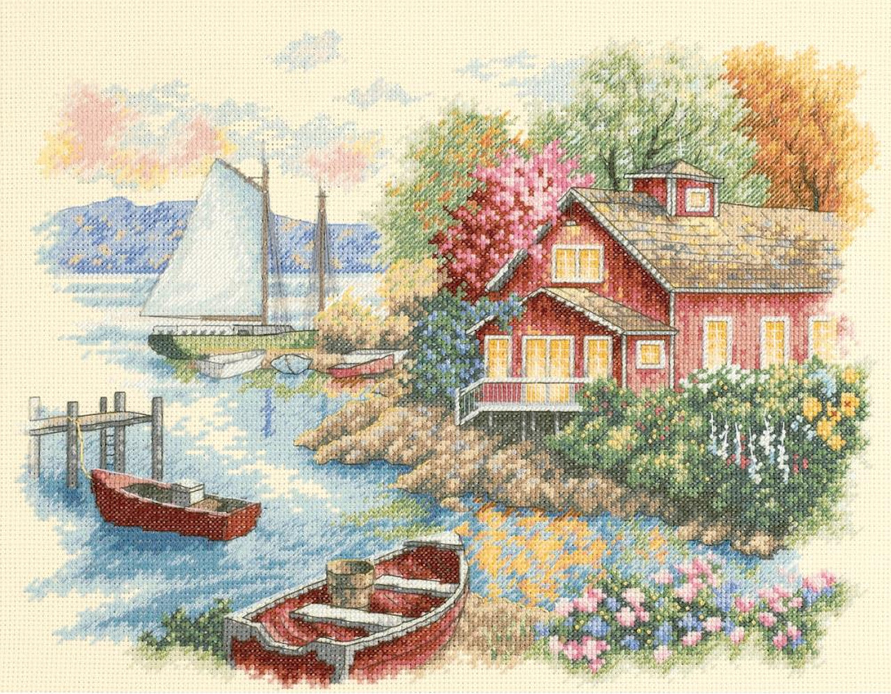 Mini Cross Stitch Embroidery Kit Sailboat