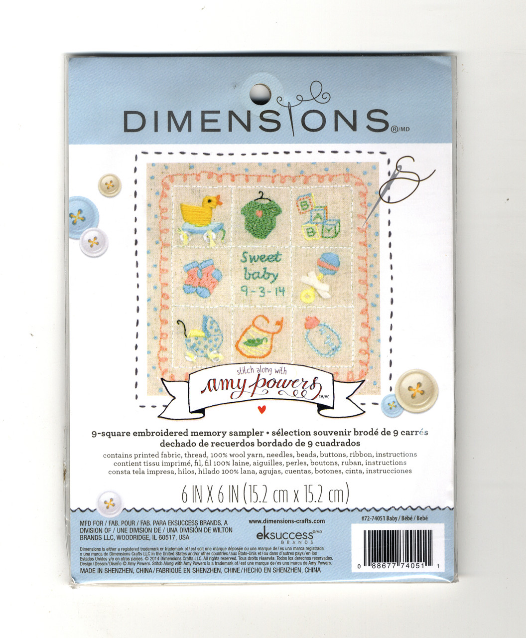 Baby ABC Stamped Cross Stitch Baby Quilt Kit Dimensions
