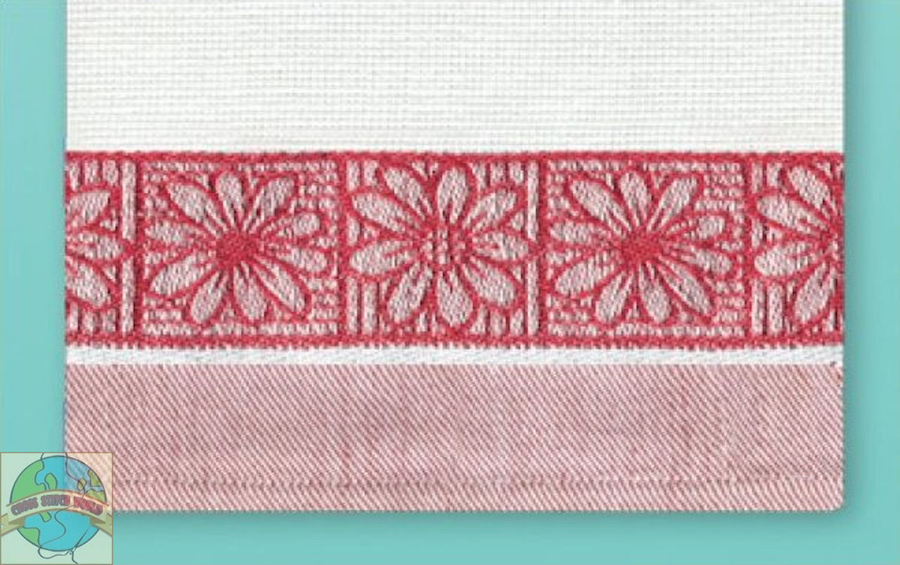 Design Works - Red Daisy Towel w/13ct Panel