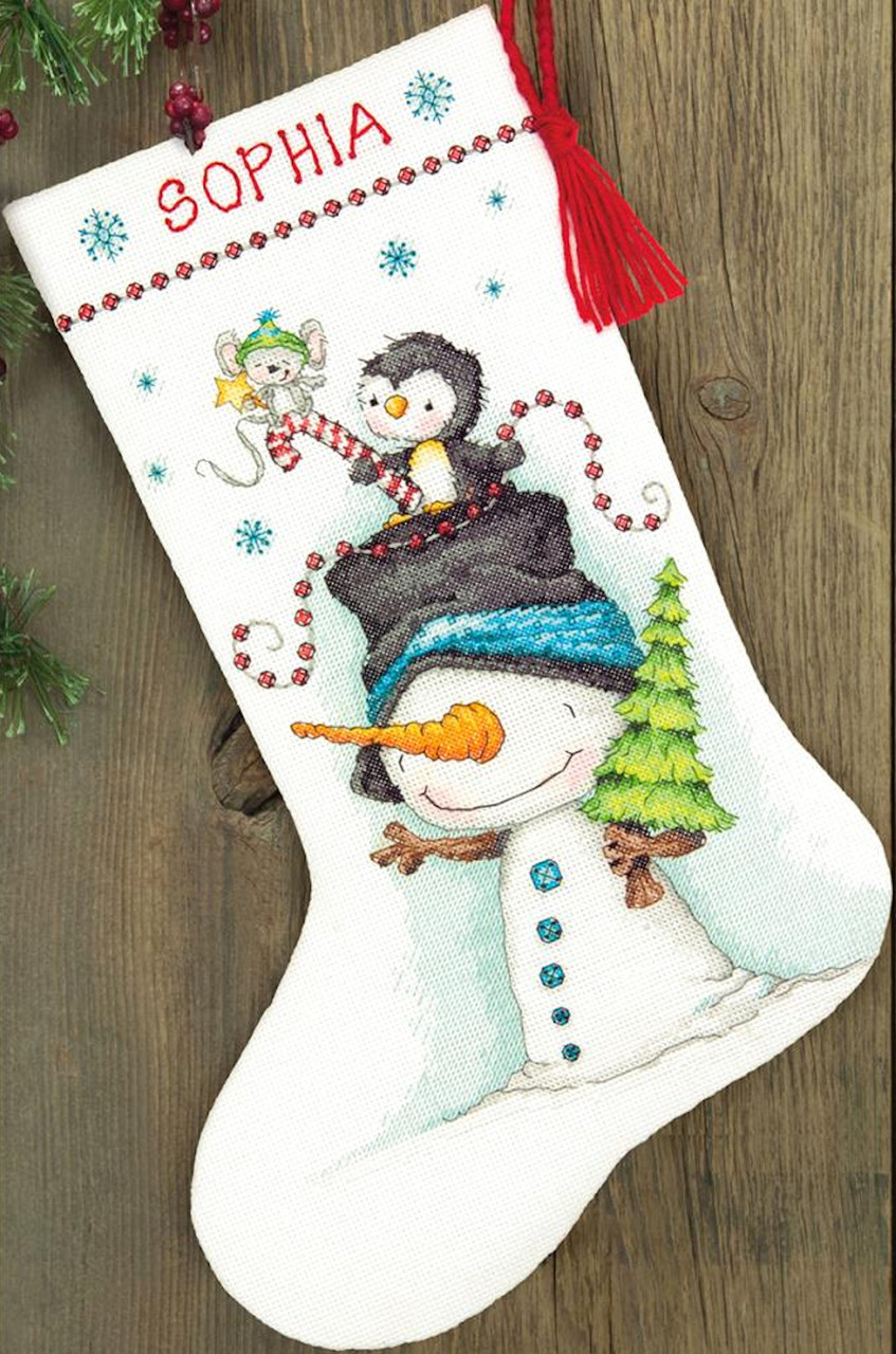 Design Works - Woodland Snowman Christmas Stocking - CrossStitchWorld