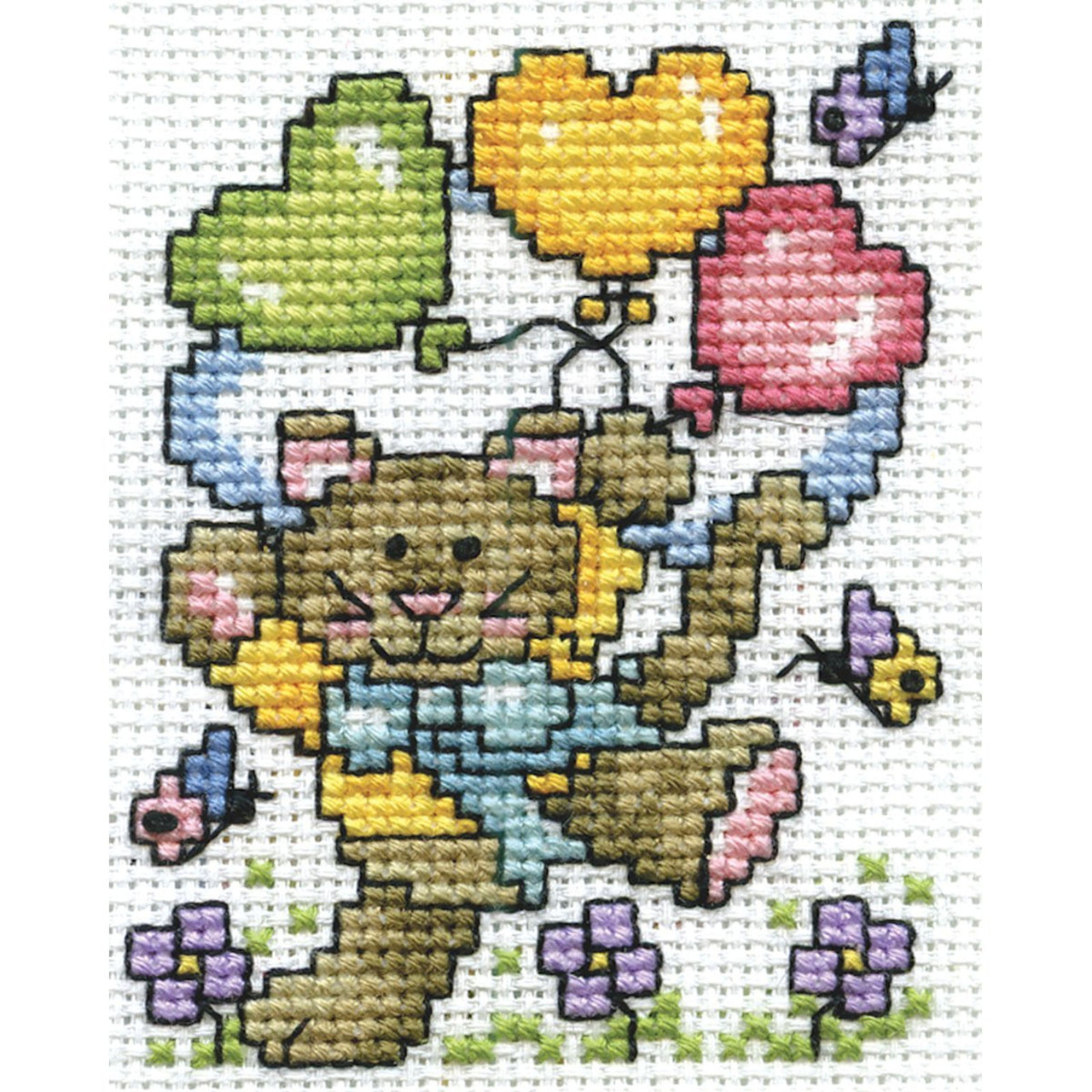 Design Works - Balloon Cat Picture Kit with Frame Design Works - Balloon Cat Picture Kit with Frame