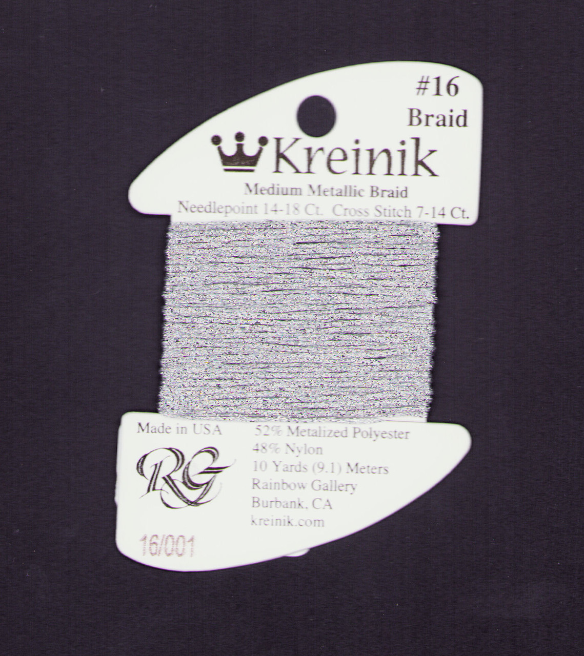 Kreinik Metallics - Medium #16 Silver #001 Kreinik Metallics - Medium #16 Silver #001