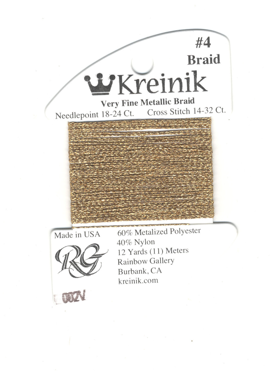 Kreinik Metallics - Very Fine #4 Vintage Gold #002V - CrossStitchWorld