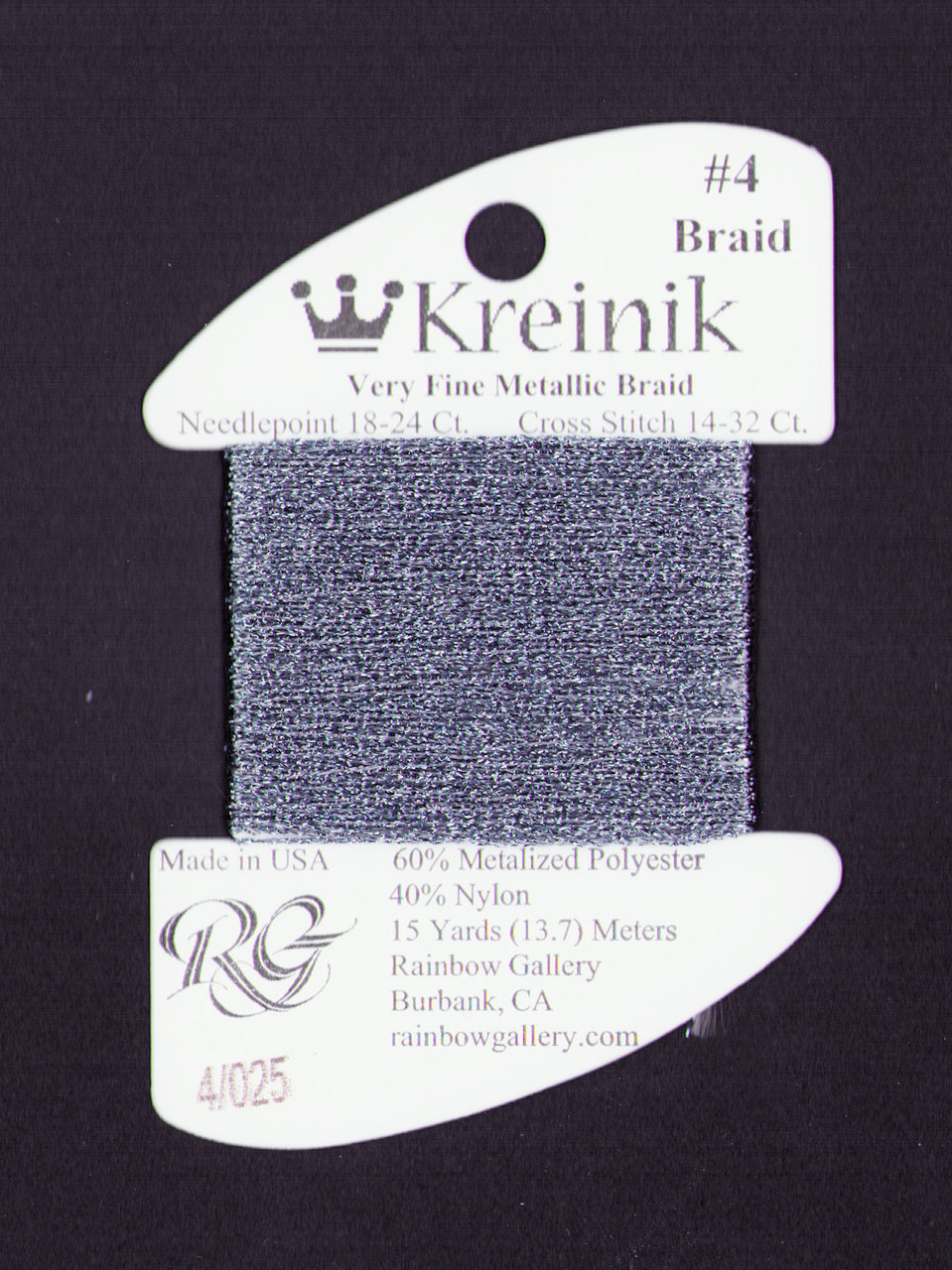 Kreinik Metallics - Very Fine #4 Grey #025