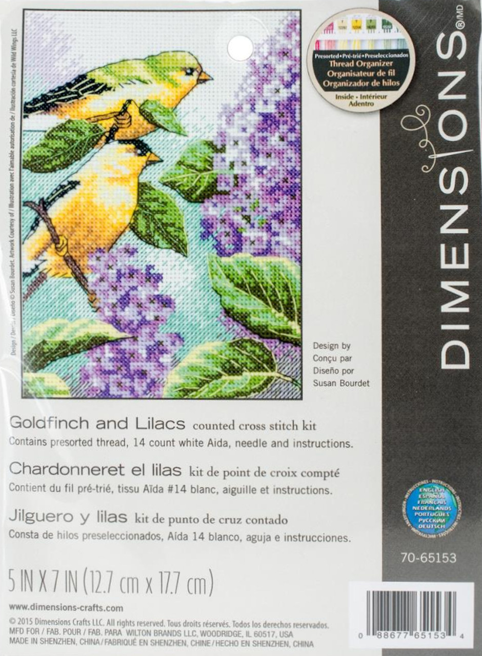 Dimensions Minis - Goldfinch and Lilacs - CrossStitchWorld