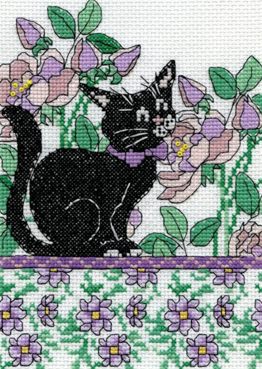 Download Design Works Lilac Floral Cat Crossstitchworld