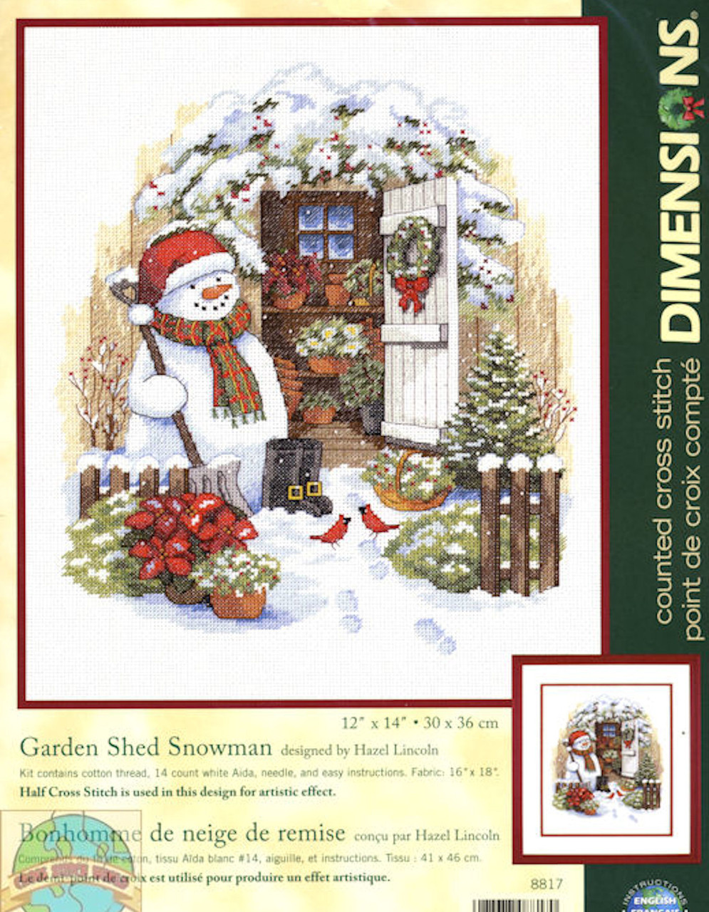 Merry Christmas Embroidery Complete Kit House Tree Snowman
