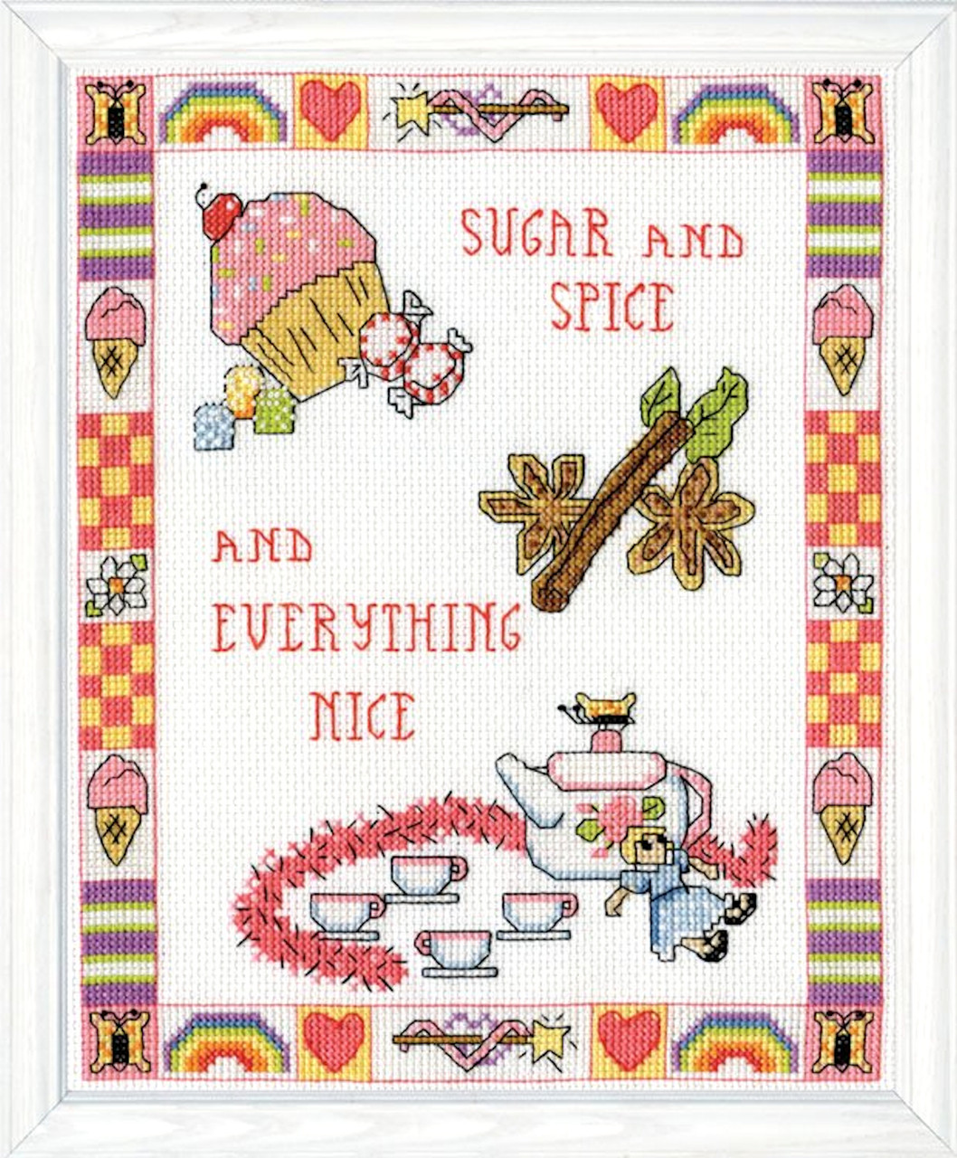Craft Supplies Tools Baby Girl Cross Stitch Pattern Cross Stitch Pattern Sugar And Spice And Everything Nice Birth Record Kits How To