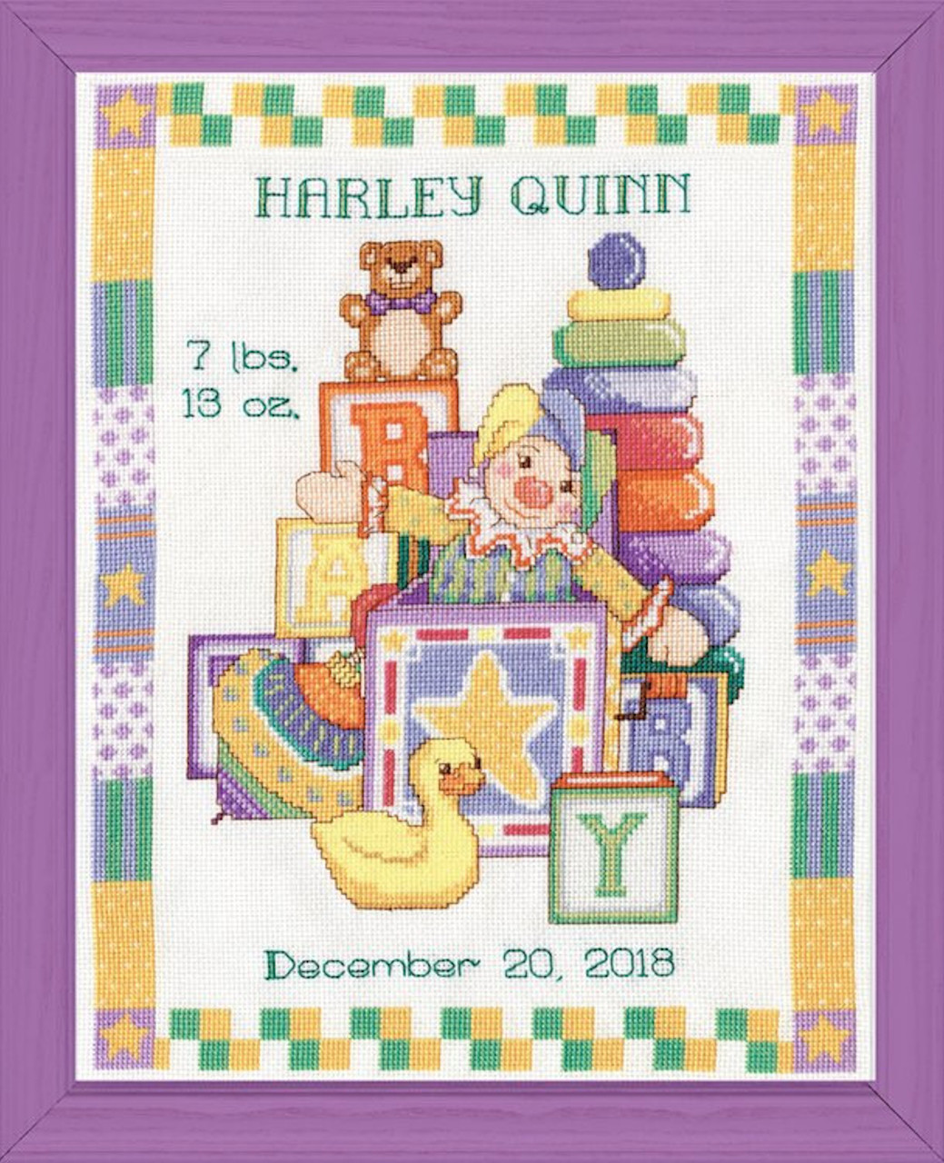 Design Works - Jack in the Box Baby Sampler - CrossStitchWorld