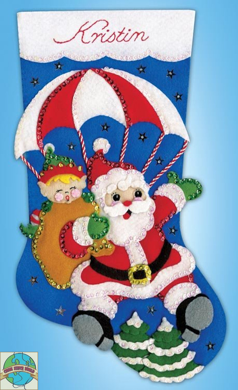 Design Works ~ Airplane Santa Christmas Stocking - CrossStitchWorld