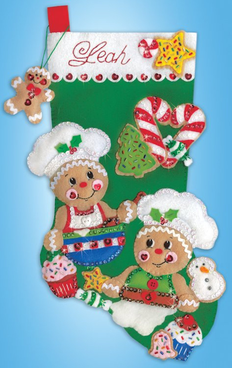 Bucilla Felt Stocking Applique Kit 18 Long Gingerbread Santa