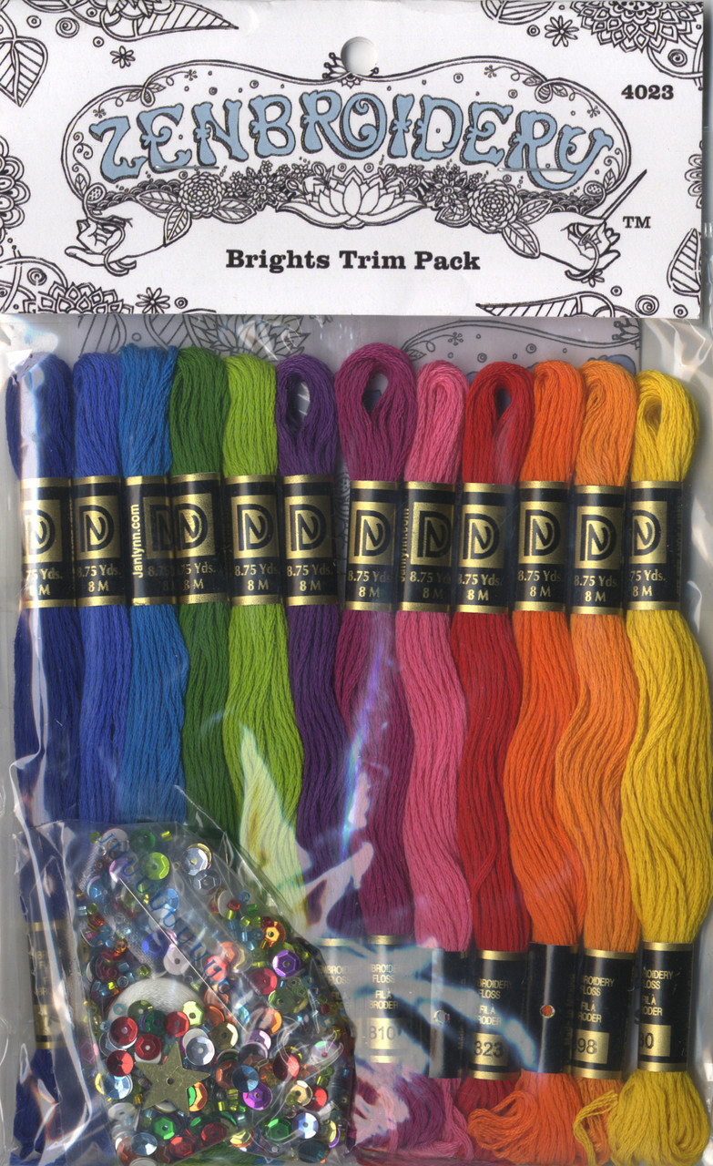Design Works - Zenbroidery 12 Skein Brights Trim Pack