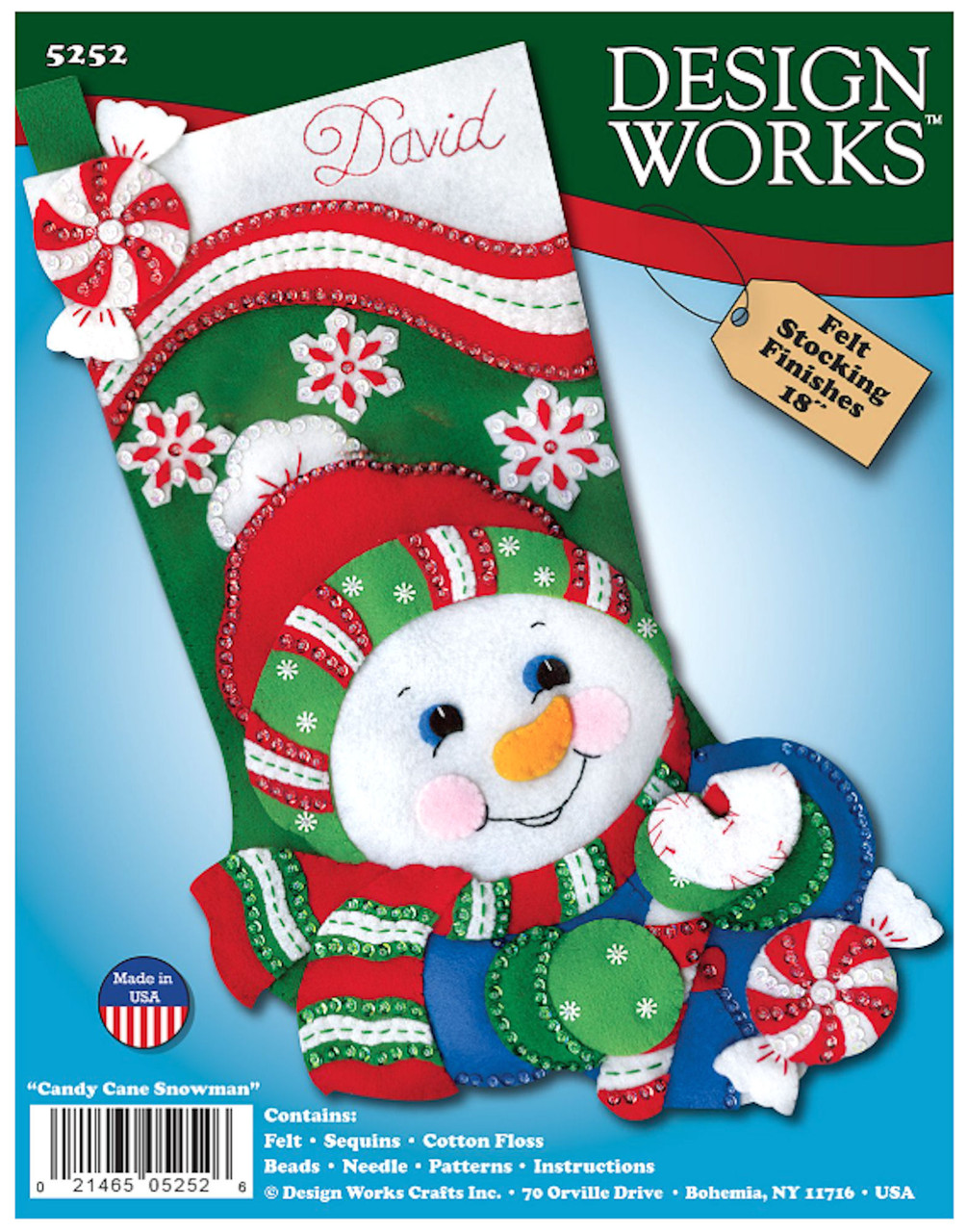 Design Works - Candy Cane Snowman Stocking