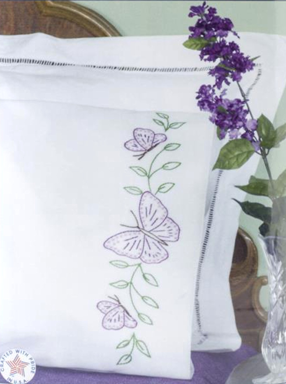 Jack Dempsey Needle Art - Butterflies Pillowcase Set (2) - Crossstitchworld