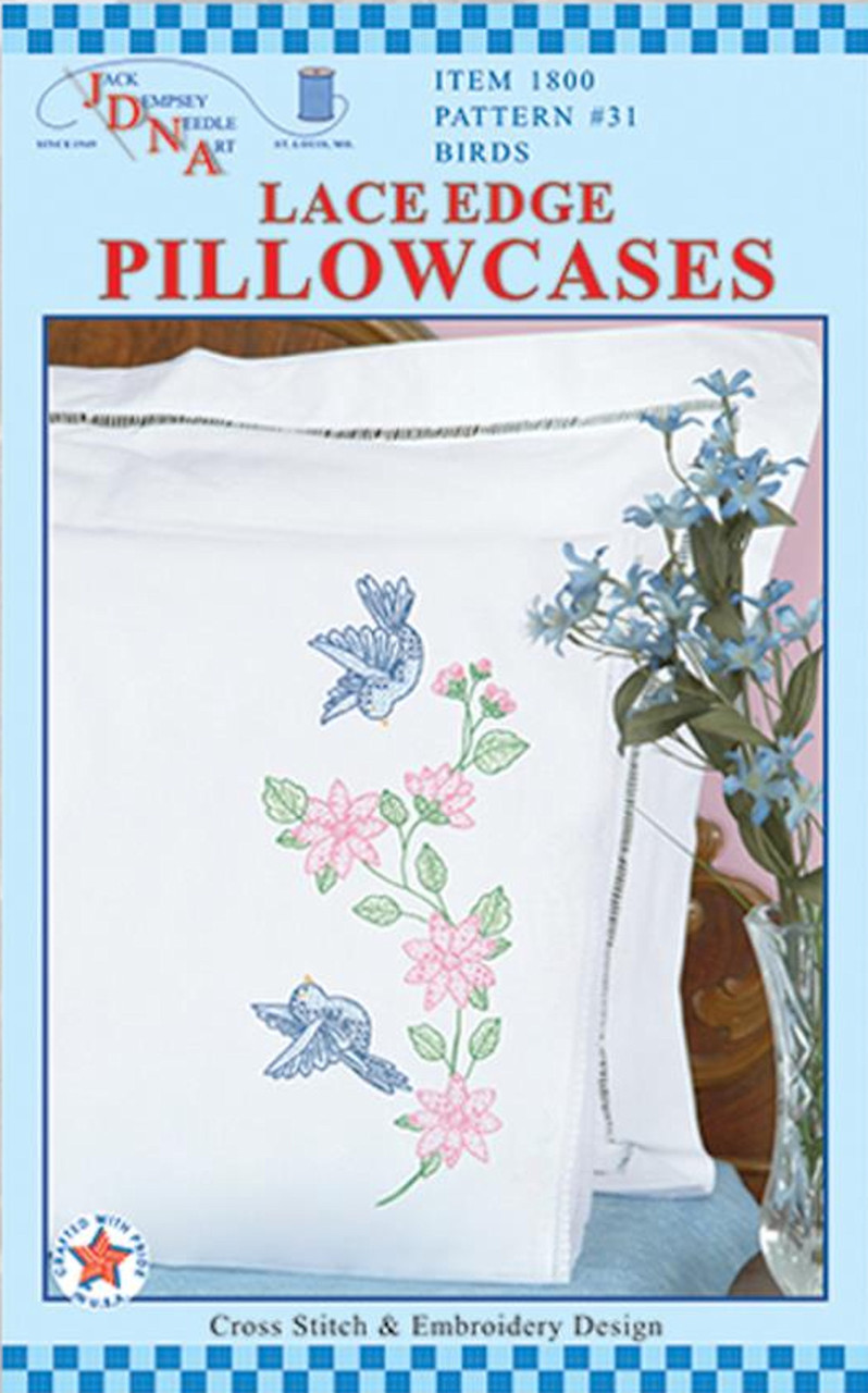 Jack Dempsey Needle Art - Birds & Flowers Pillowcase Set (2) 