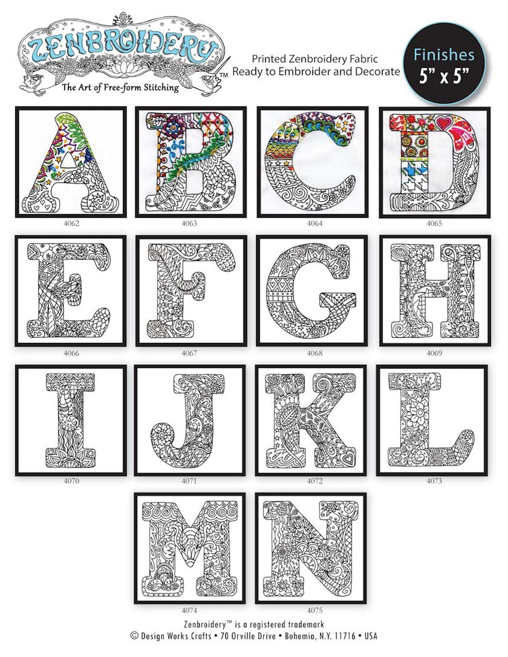 Design Works - Zenbroidery Alphabet Letters - CrossStitchWorld