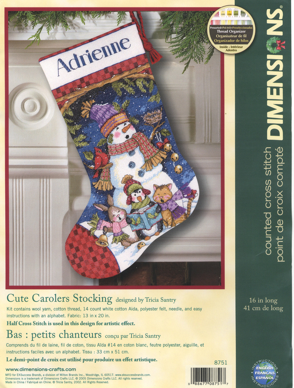 Christmas Stocking, Cute Carolers, cross stitch kit (Dimensions)