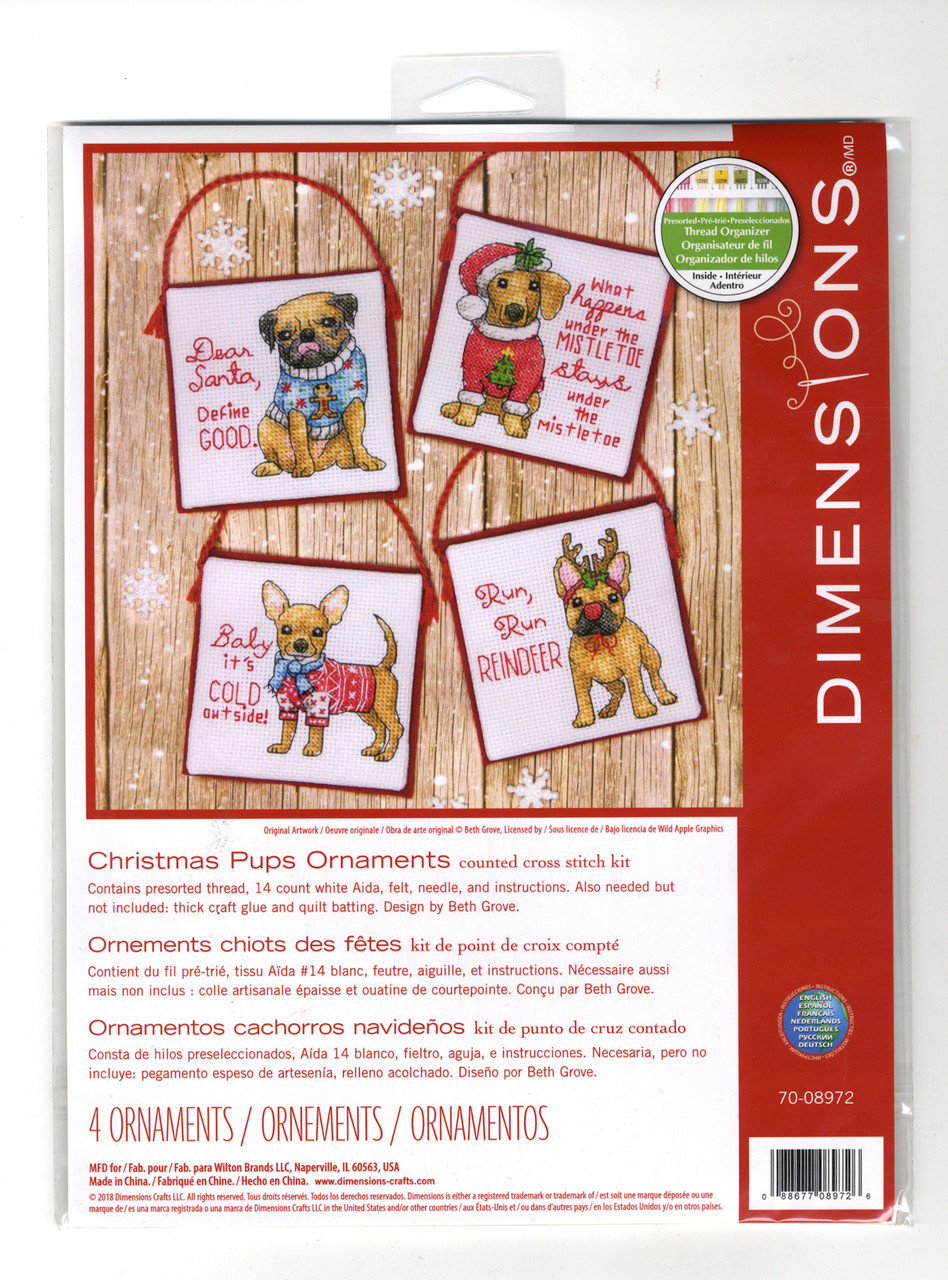 Dimensions - Set of 4 Christmas Pups Ornaments