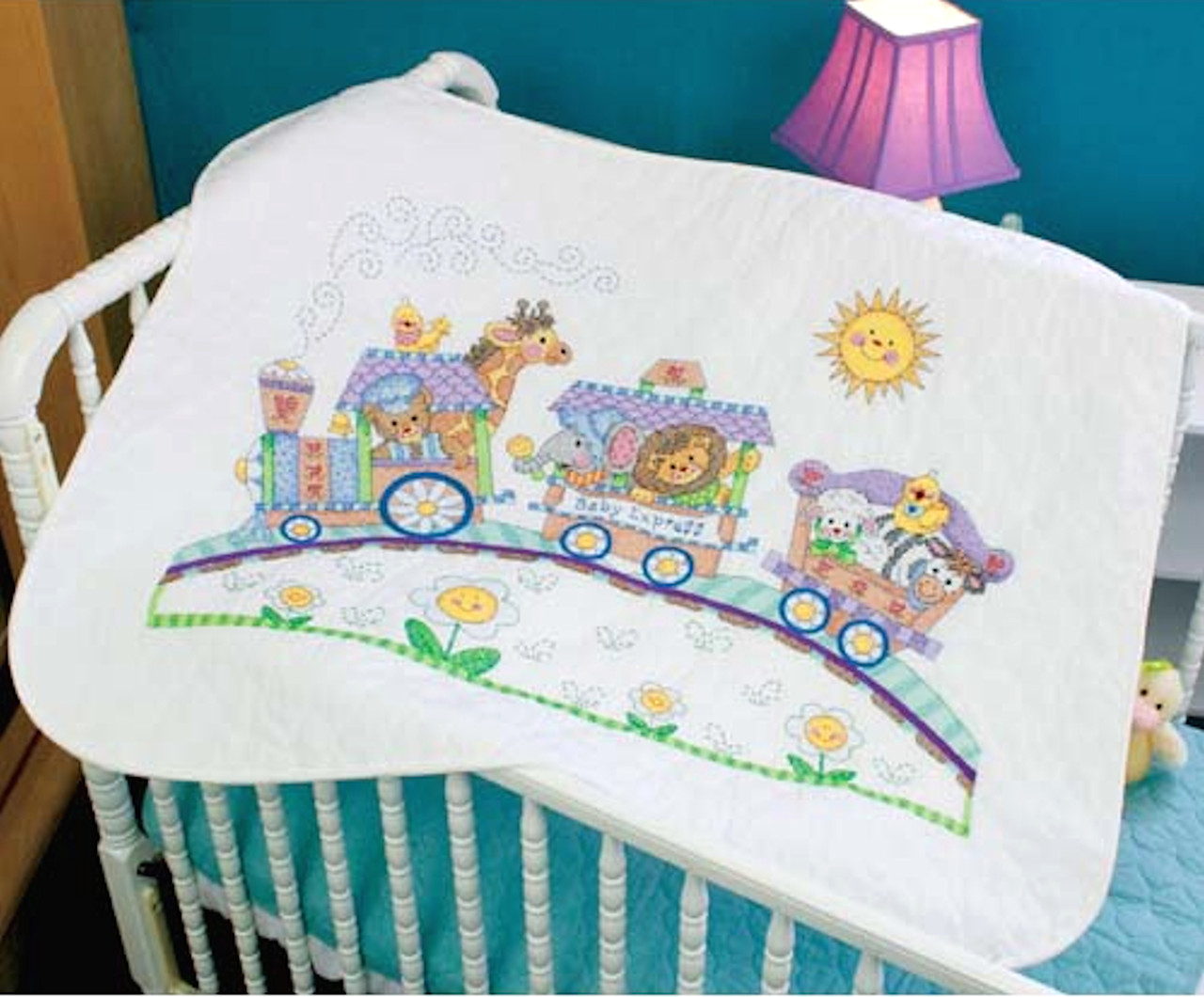 Dimensions Baby Hugs Baby Express Quilt Stamped Cross Stitch Kit, 43 x 34