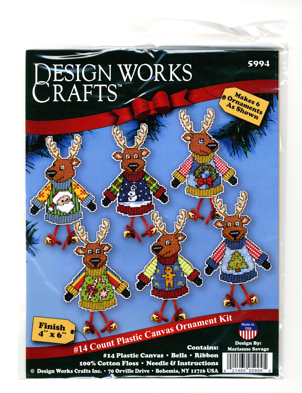 Design Works - Ugly Sweater Reindeer Ornament Set (6)