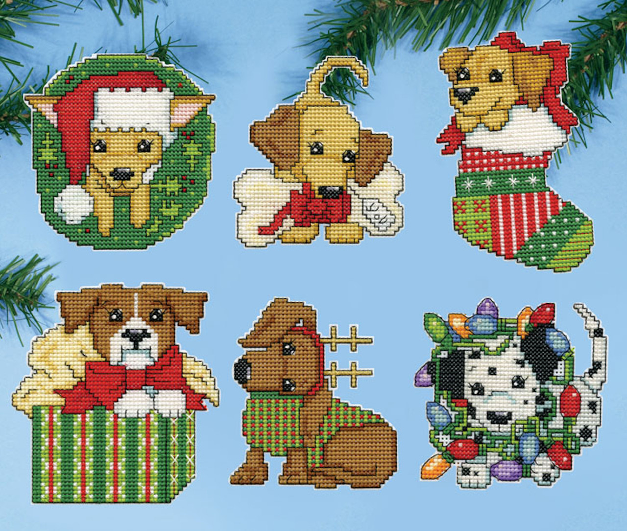 Design Works - Christmas Puppies Ornaments