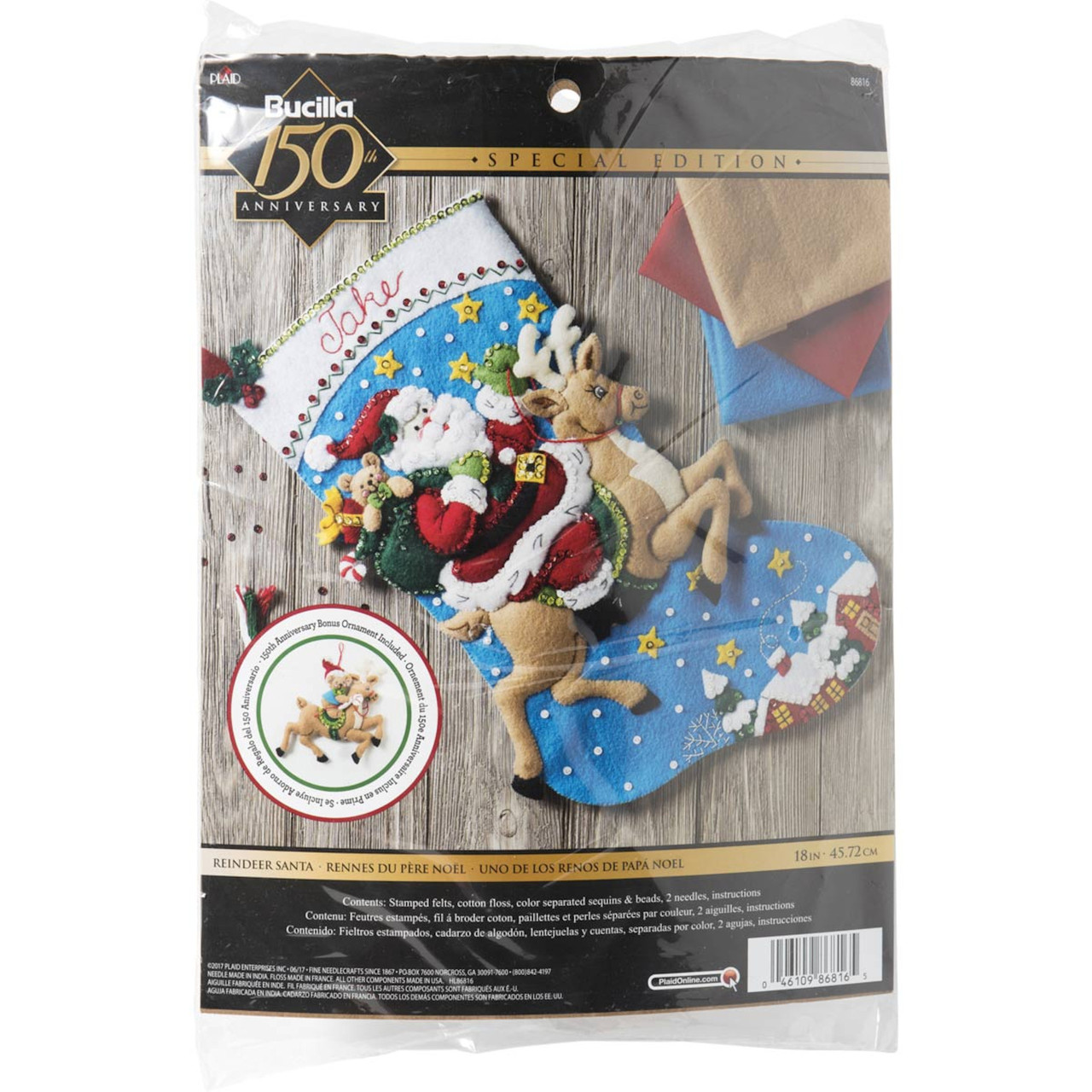 Plaid / Bucilla -  Reindeer Santa Stocking