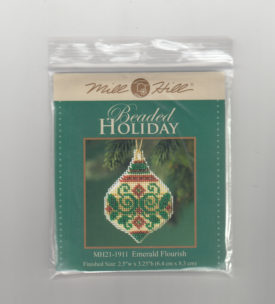 Mill Hill 2019 Beaded Holiday Ornament - Emerald Flourish