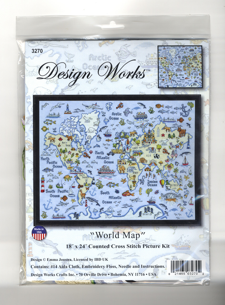 Watercolor Wanderlust World Map machine embroidery light stitch