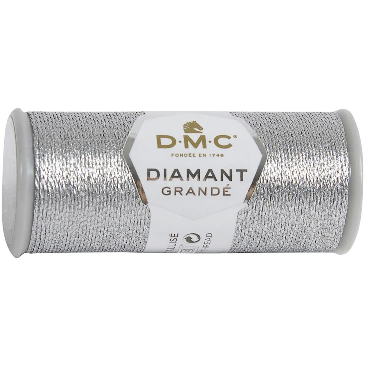 DMC - 21.8 Yard Spool of Dark Silver Diamant Grande Metallic Thread #G415