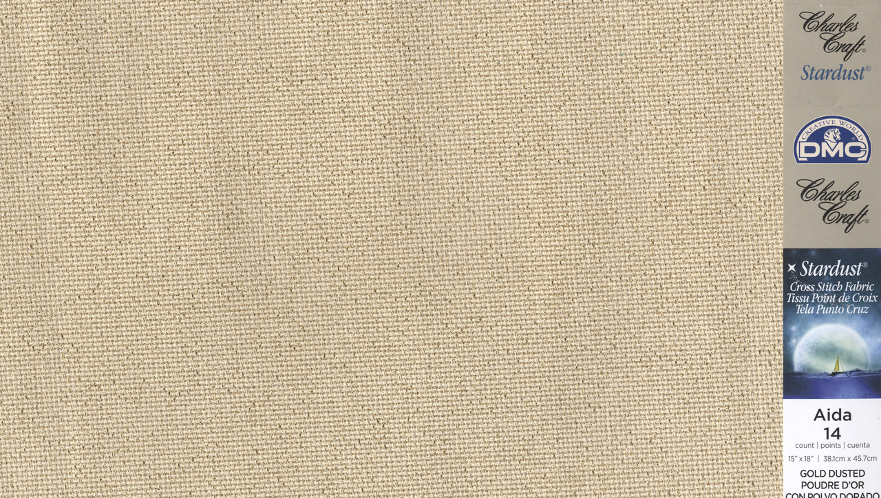 Charles Craft Stardust Fabric Gold Dusted 14 Count Aida 15 X 18