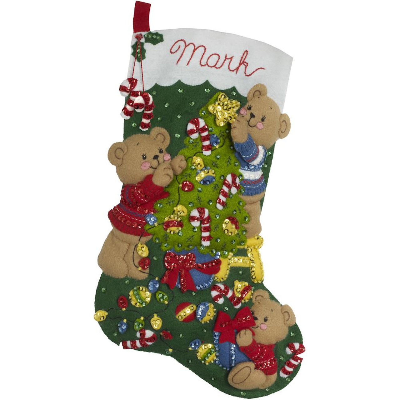 Plaid / Bucilla -  Bear Family Christmas Stocking