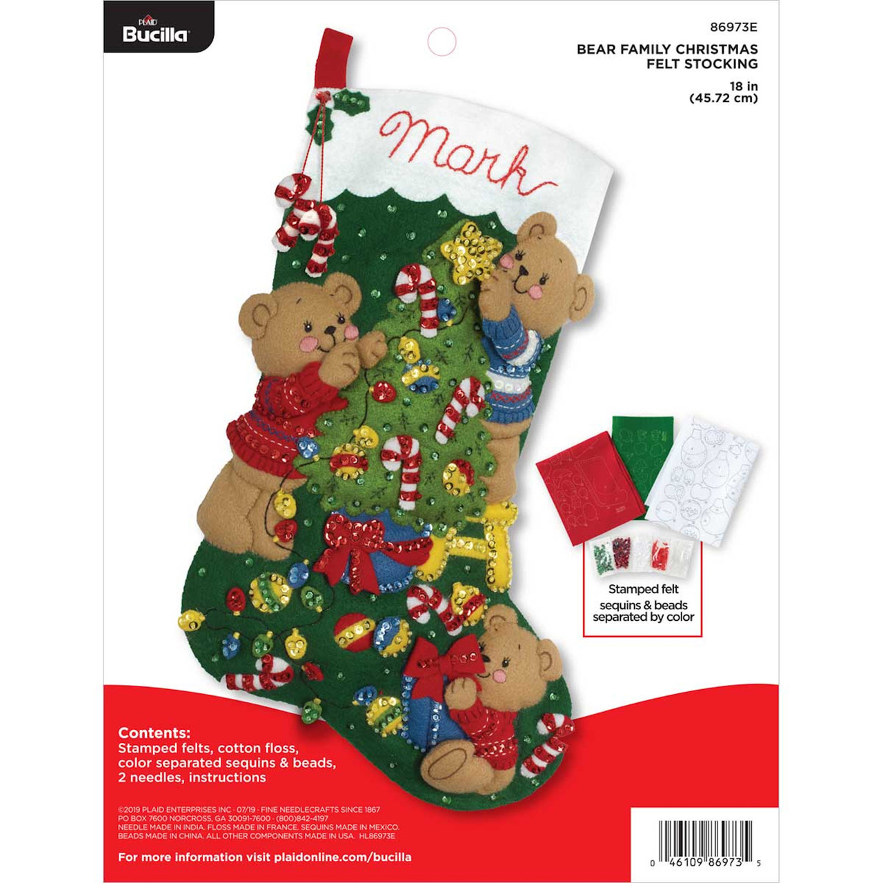 Plaid / Bucilla - Bear Family Christmas Stocking - CrossStitchWorld