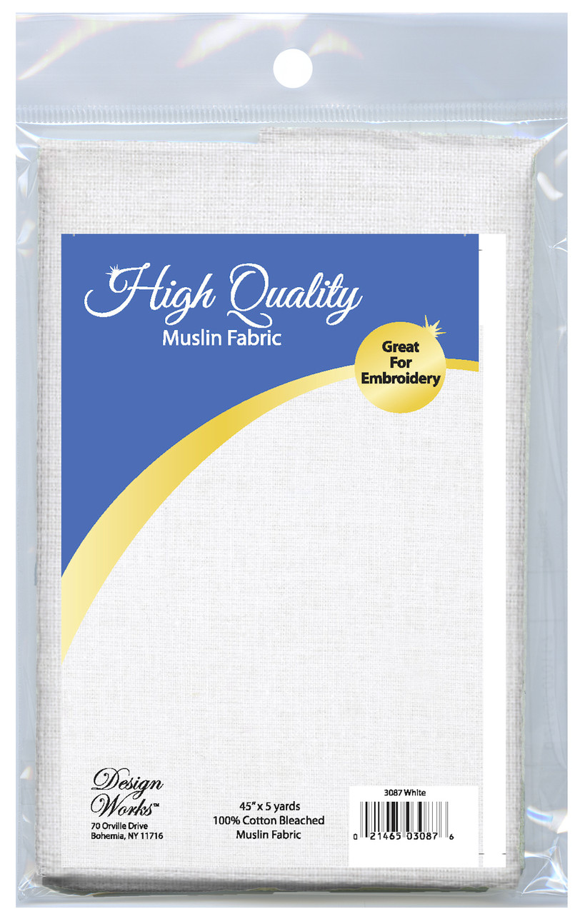 Design Works - High Quality White Bleached Muslin Fabric 45" x 60"