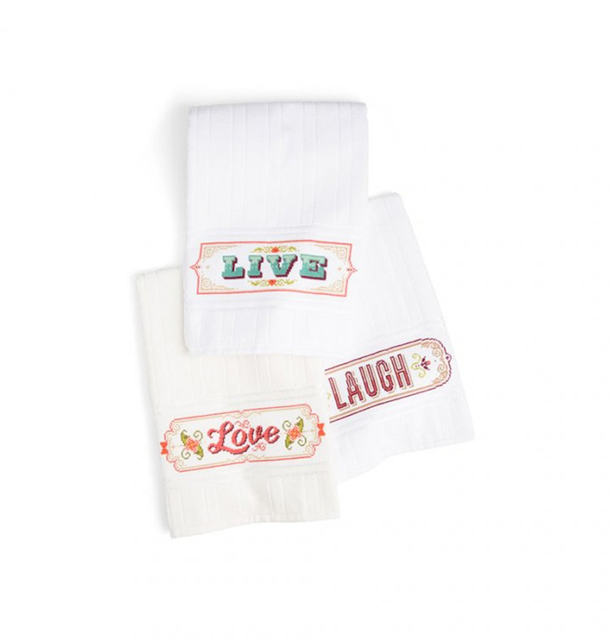 DMC Aberdeen Velour White Hand Towel with 14 Count Aida Border