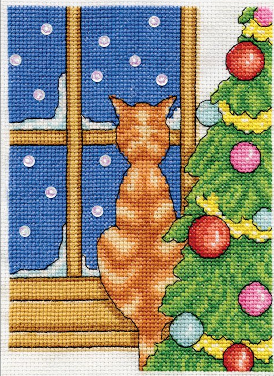 Design Works -  Christmas Cat on Windowsill