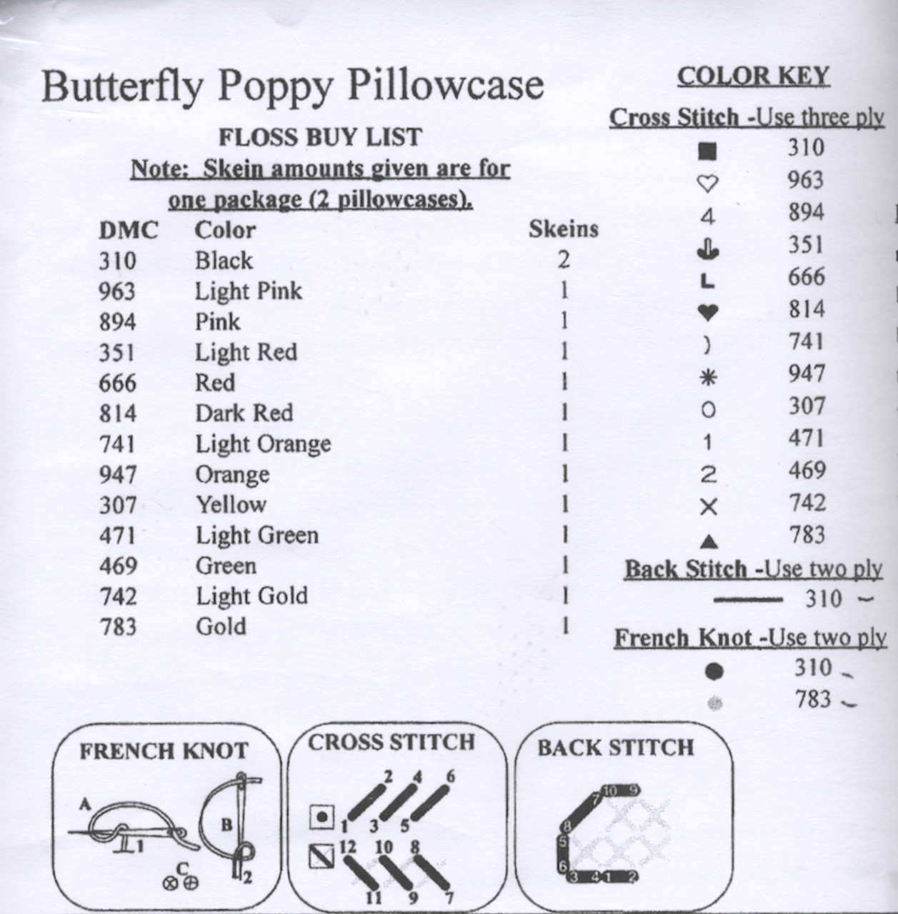 Design Works -  Butterfly Poppy Pillowcases