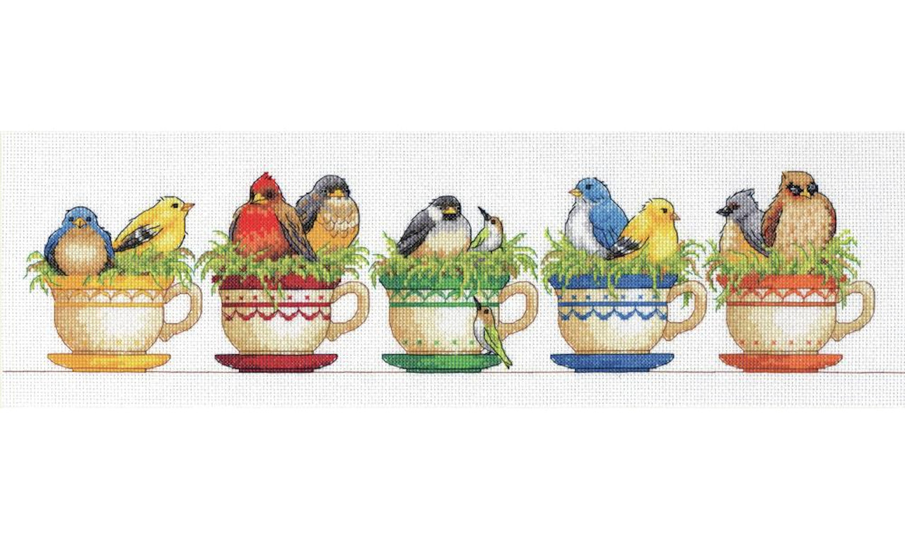 Dimensions 6 Birdie Tea Cup Counted Cross Stitch Kit