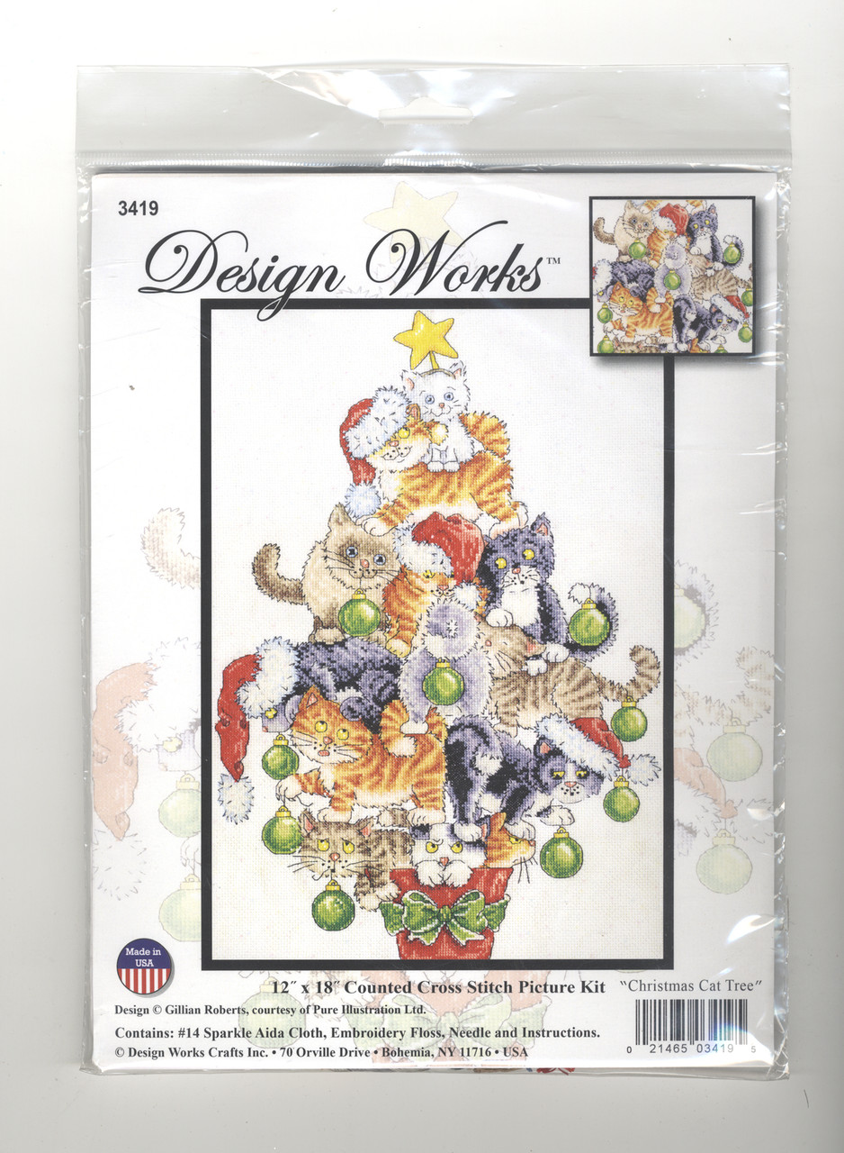 Design Works Crafts Christmas Cat Tree Counted Cross Stitch Kit