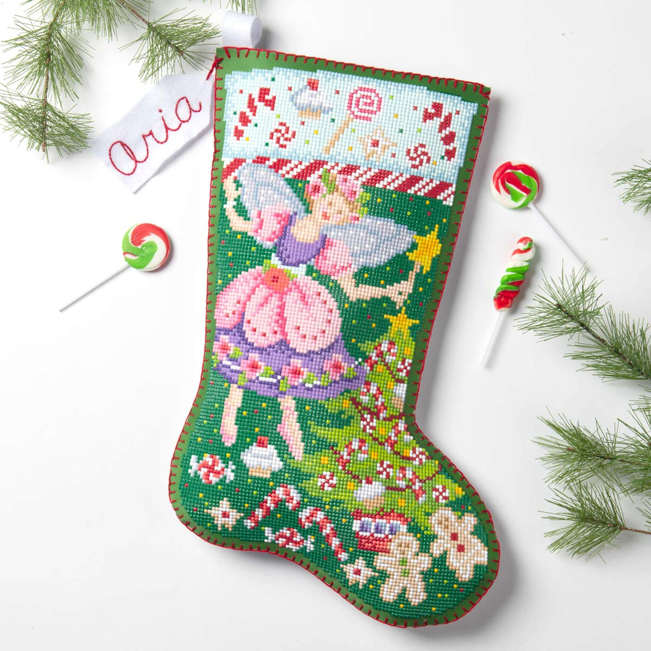 Plaid / Bucilla Gem Dots - Sugar Plum Fairy Christmas Stocking