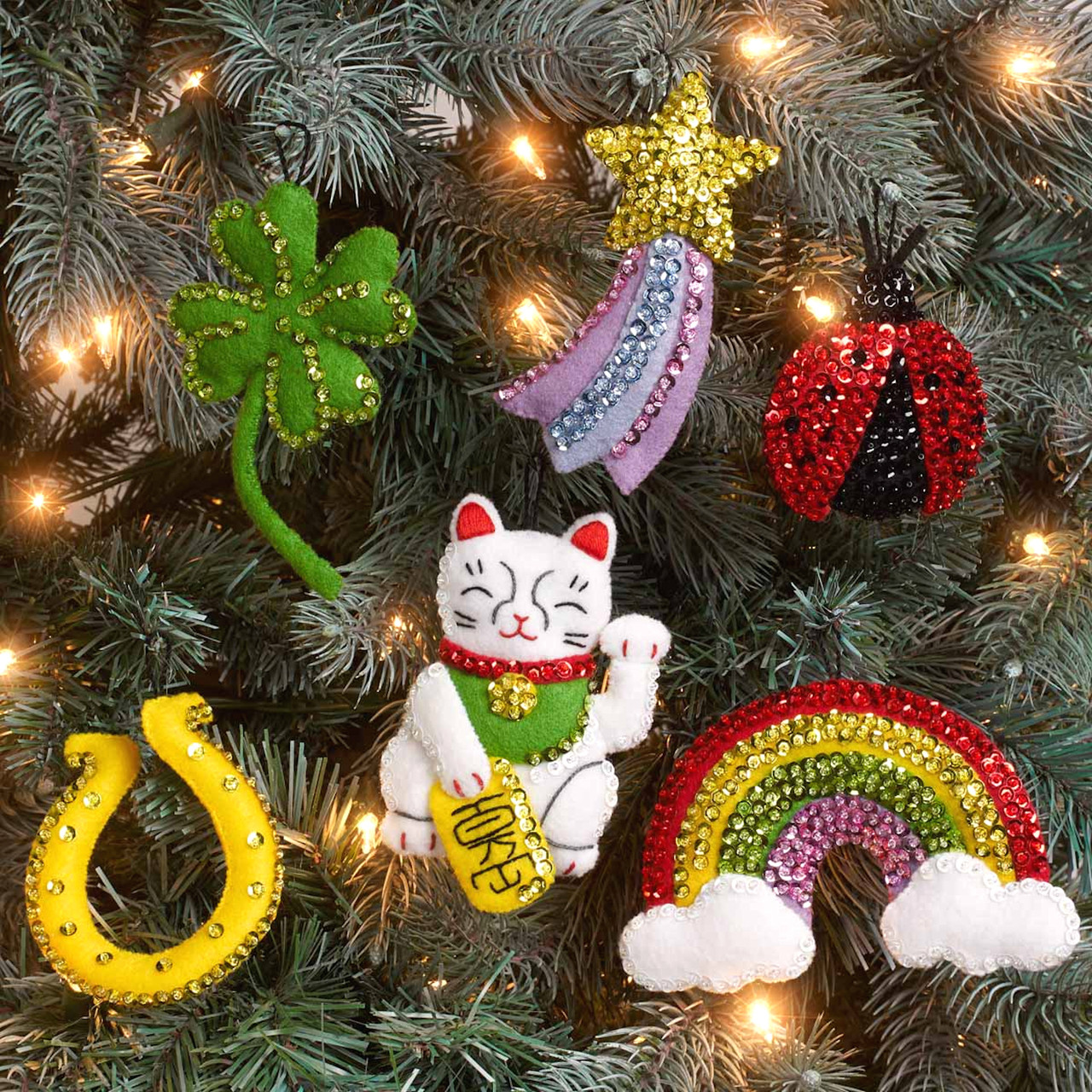 Plaid / Bucilla - Feeling Lucky Christmas Ornaments