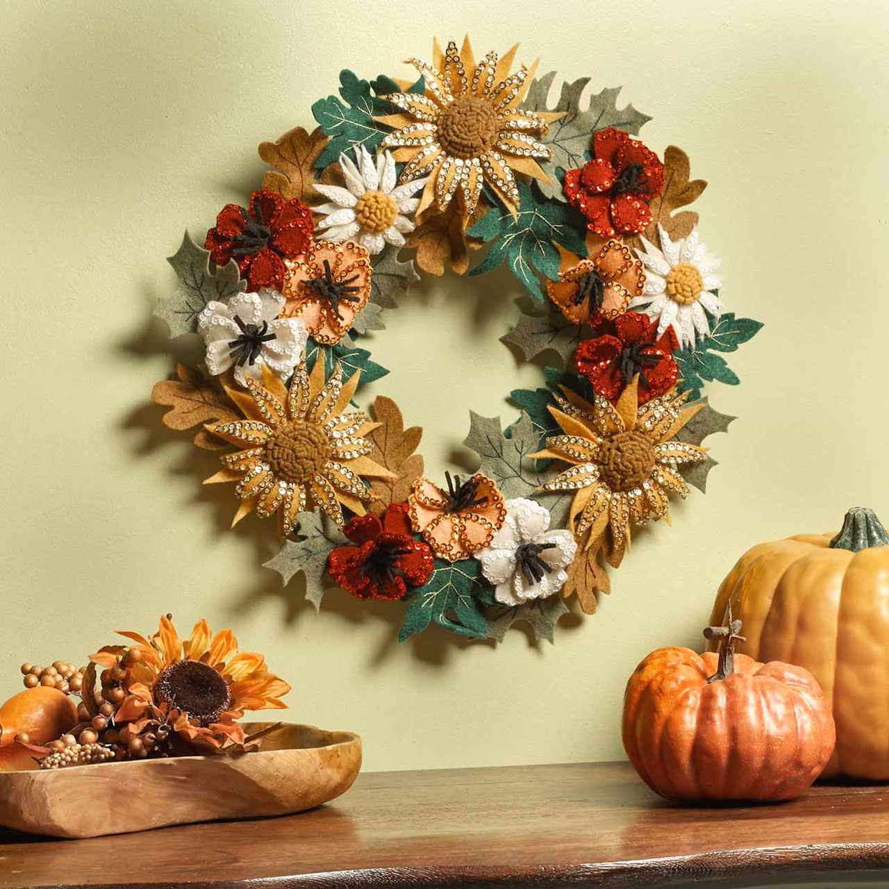 Plaid / Bucilla - Fall Floral Wreath