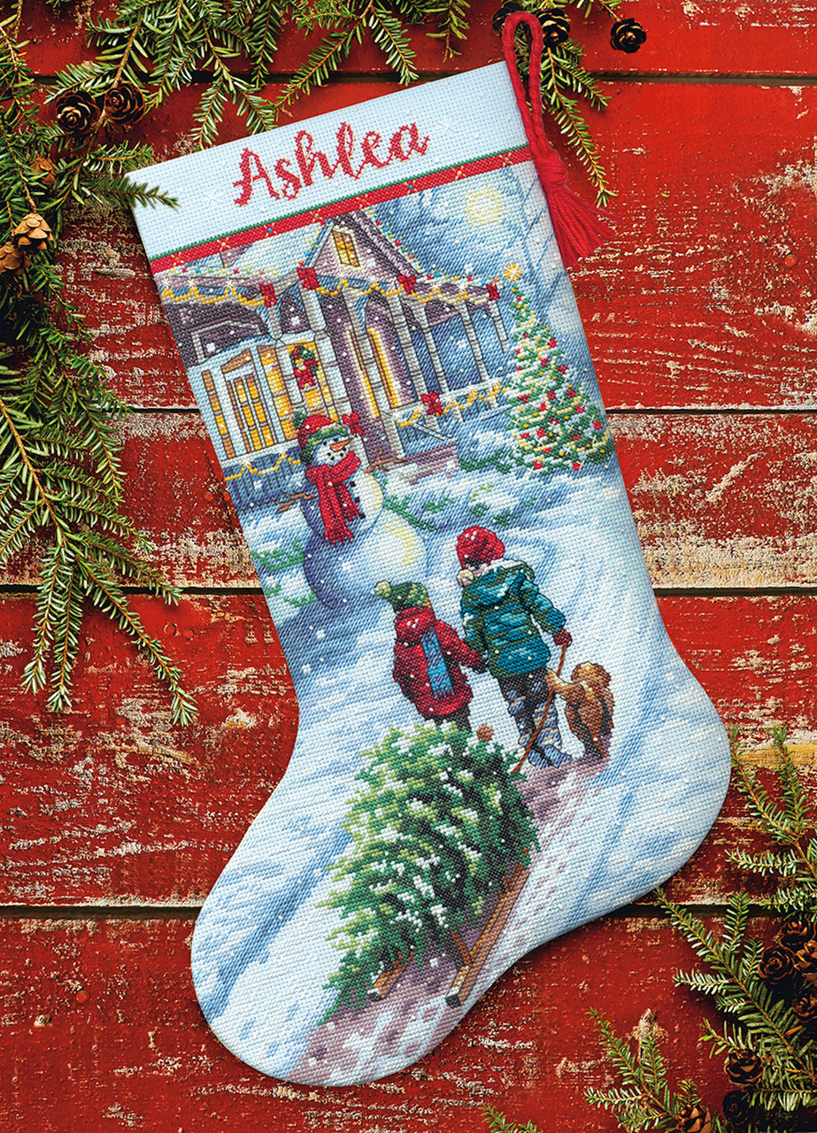 Dimensions Christmas Sled Stocking Counted Cross-Stitch Kit