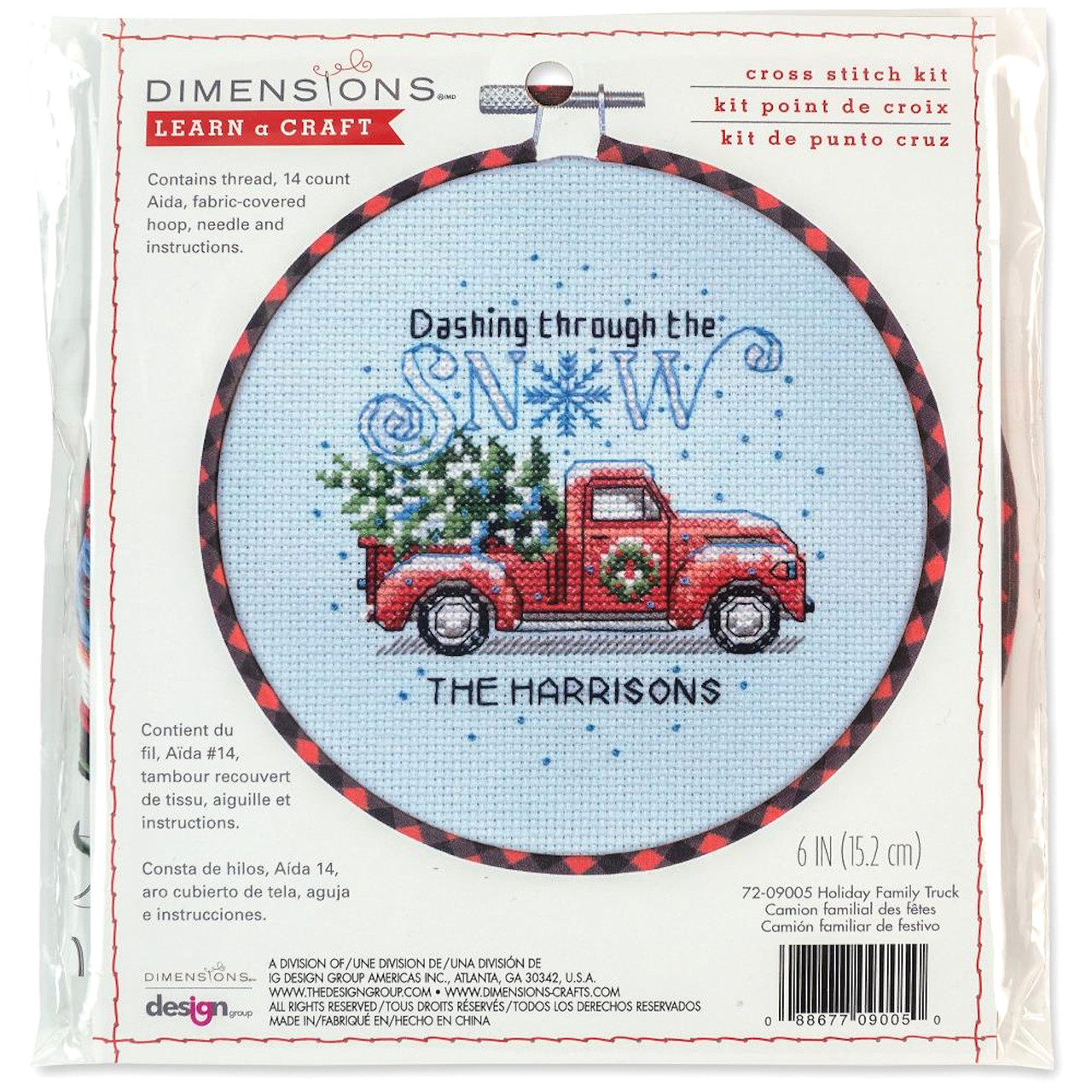 Dimensions Learn-a-Craft - Holiday Family Truck w/Fabric Covered Hoop