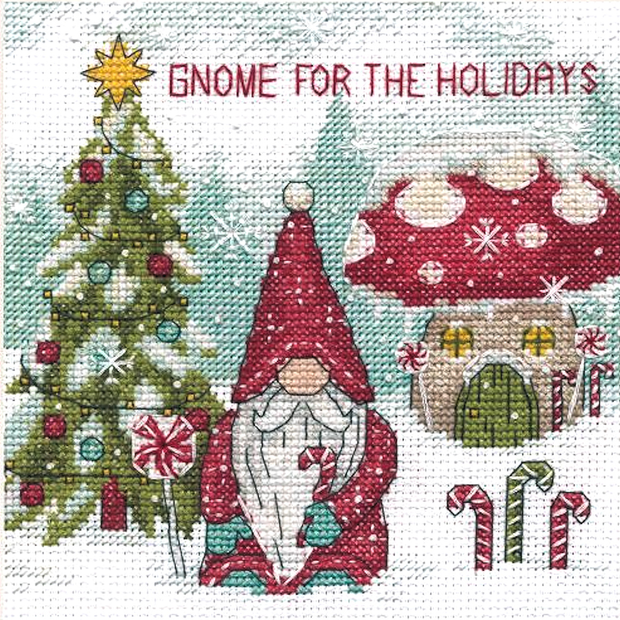 Dimensions Counted Cross Stitch Kit 6 inch X6 inch Gnome for The Holidays 14 Count