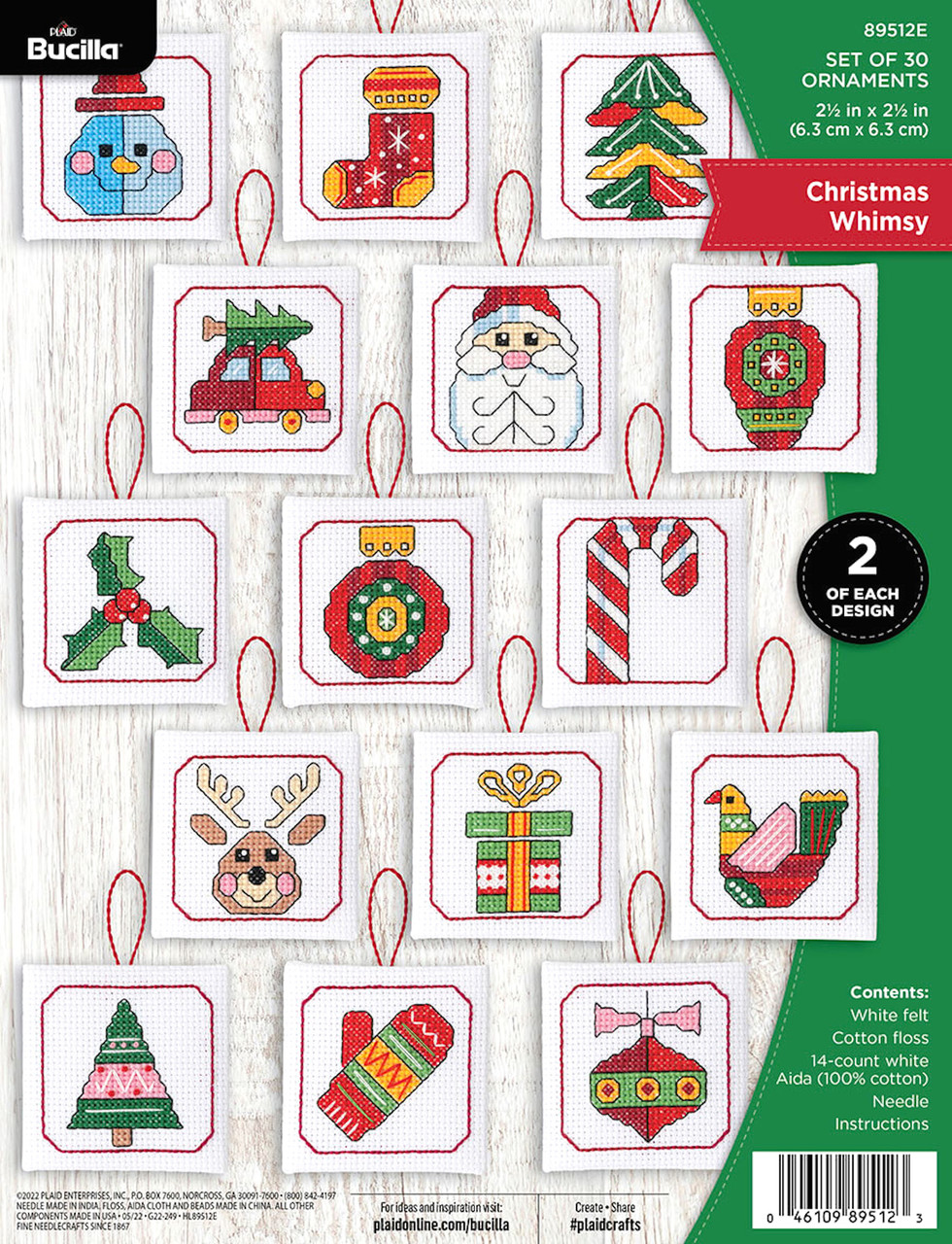 Plaid / Bucilla - Set of 30 Christmas Whimsy Ornaments