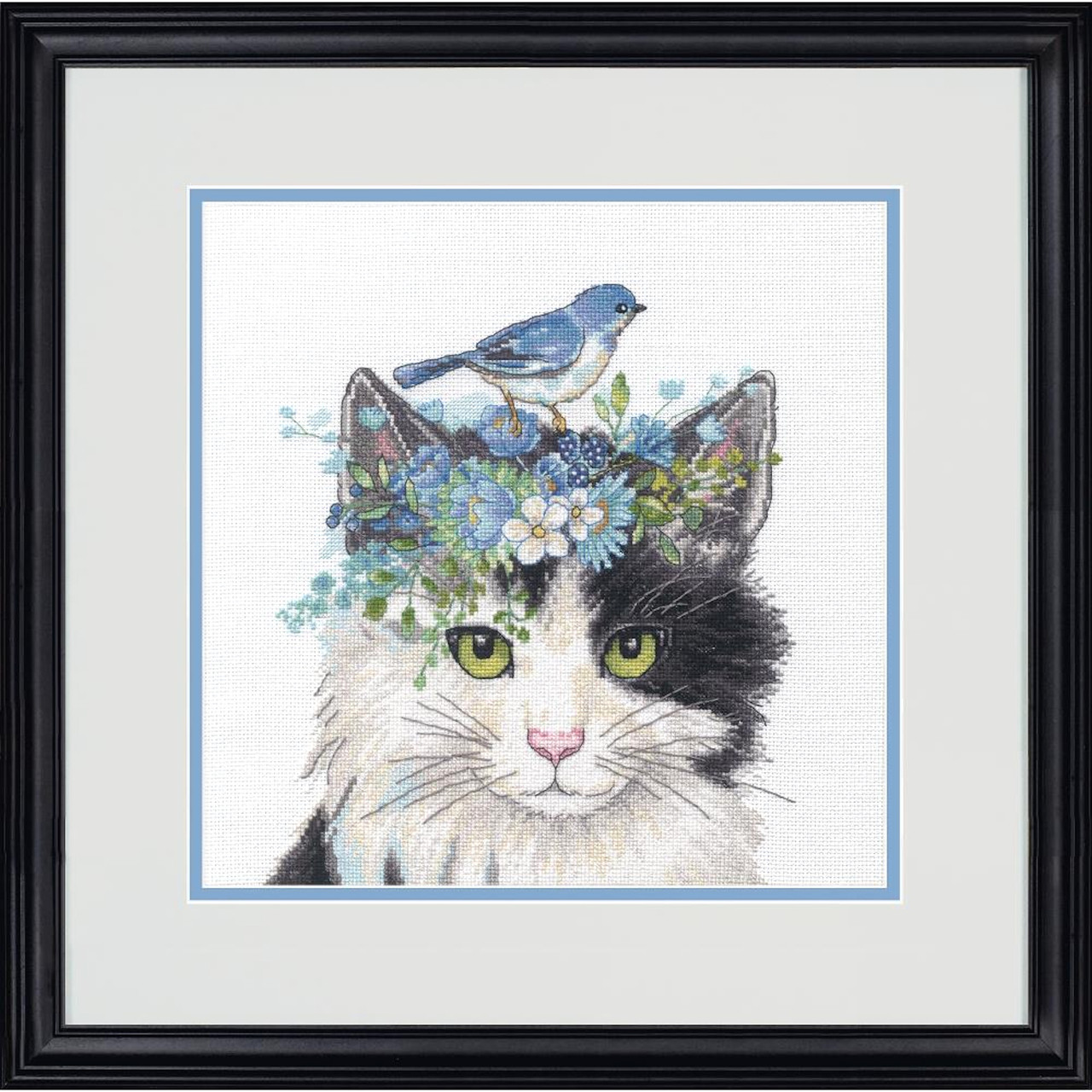 Dimensions Counted Cross Stitch Kit 11x11-Floral Crown Cat 16 Count